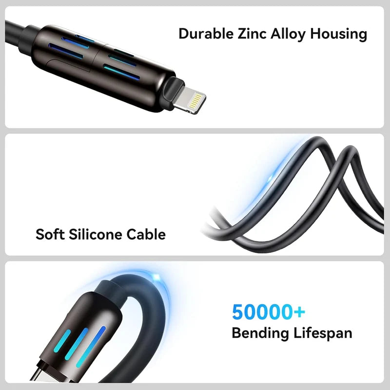 The&nbsp;4-in-1 Multi USB Charging Cable offers fast, reliable charging for multiple devices at once—perfect for travel, home, office, or on-the-go use
